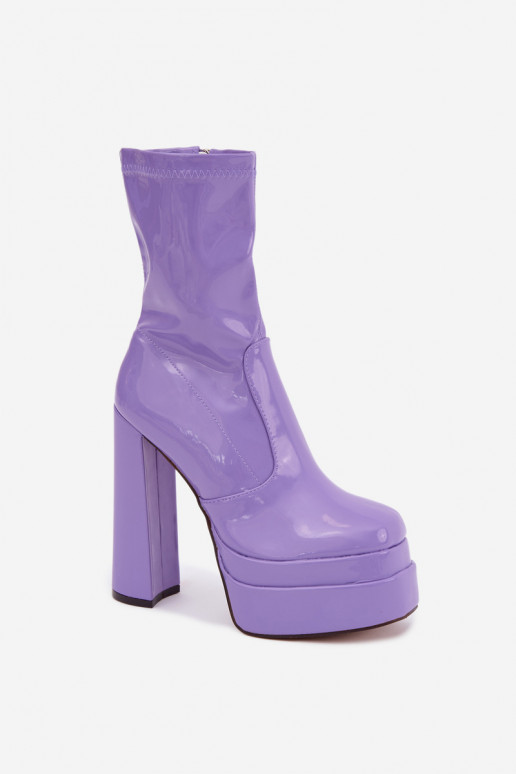 Läikivad ankle boots platvormiga lillades värvitoonis Lotisha