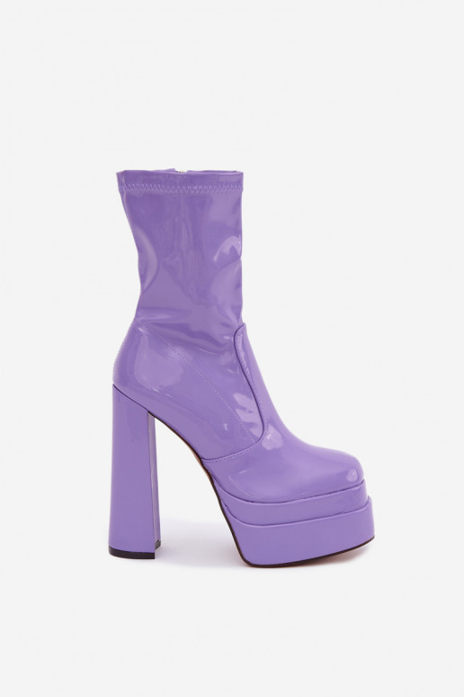 Läikivad ankle boots platvormiga lillades värvitoonis Lotisha