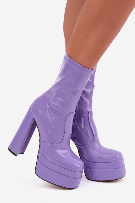 Läikivad ankle boots platvormiga lillades värvitoonis Lotisha