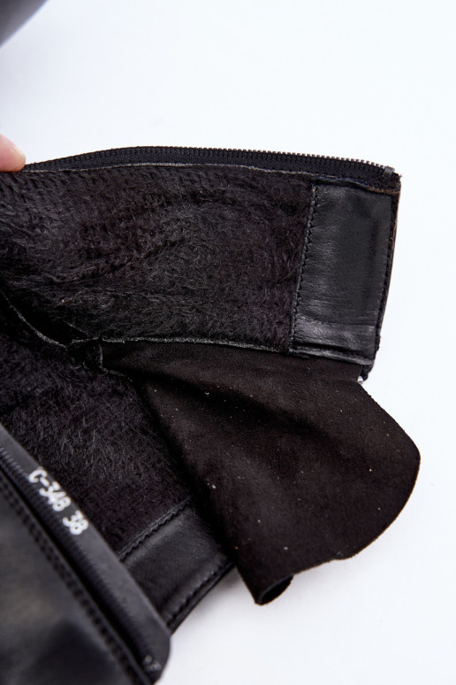 Naiste sooja voodriga ankle boots kaunistusega mustas värvitoonis Inenia