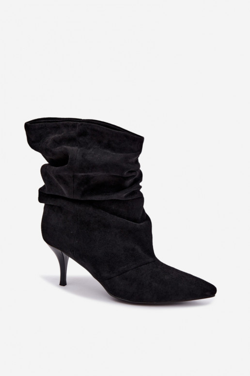 Naiste slouchy ankle boots õhukeste kontsadega mustas värvitoonis Harissa