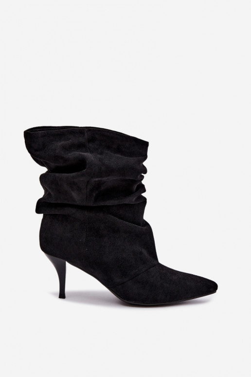 Naiste slouchy ankle boots õhukeste kontsadega mustas värvitoonis Harissa