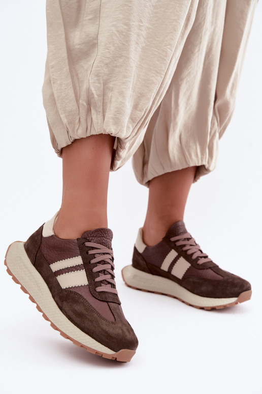 Kunstsuede spordijalatsid platvormiga Zazoo N1291, šokolaad