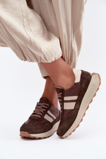 Kunstsuede spordijalatsid platvormiga Zazoo N1291, šokolaad 2