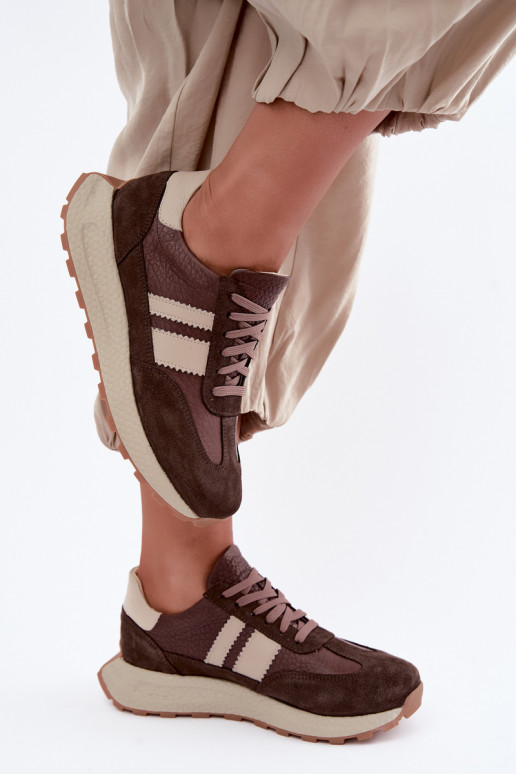 Kunstsuede spordijalatsid platvormiga Zazoo N1291, šokolaad