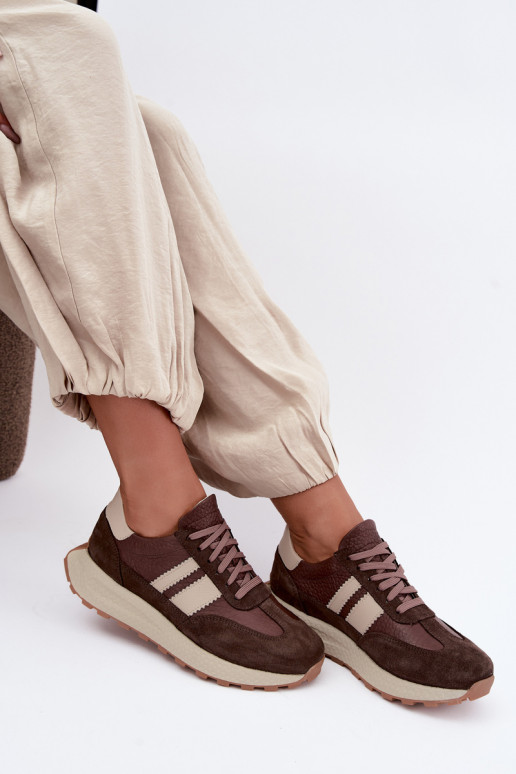 Kunstsuede spordijalatsid platvormiga Zazoo N1291, šokolaad