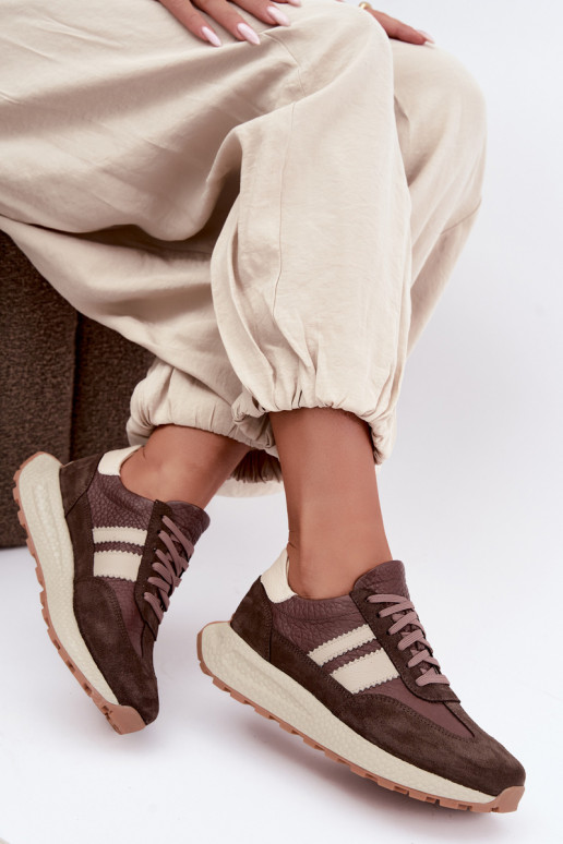Kunstsuede spordijalatsid platvormiga Zazoo N1291, šokolaad