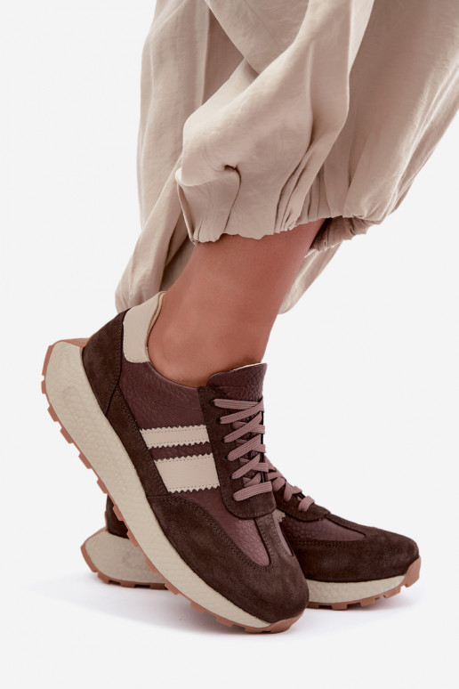 Kunstsuede spordijalatsid platvormiga Zazoo N1291, šokolaad