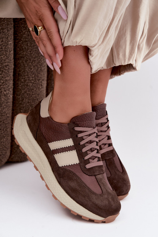 Kunstsuede spordijalatsid platvormiga Zazoo N1291, šokolaad
