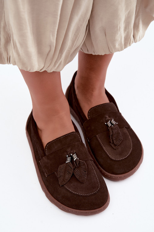 Kunstsuede mokasiinid Barefoot Zazoo 10220, šokolaad