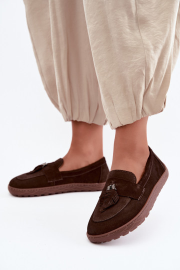 Kunstsuede mokasiinid Barefoot Zazoo 10220, šokolaad 2