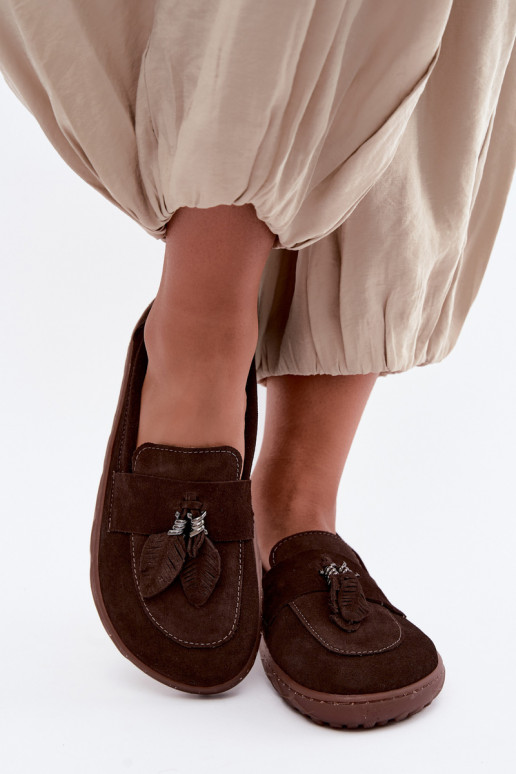 Kunstsuede mokasiinid Barefoot Zazoo 10220, šokolaad