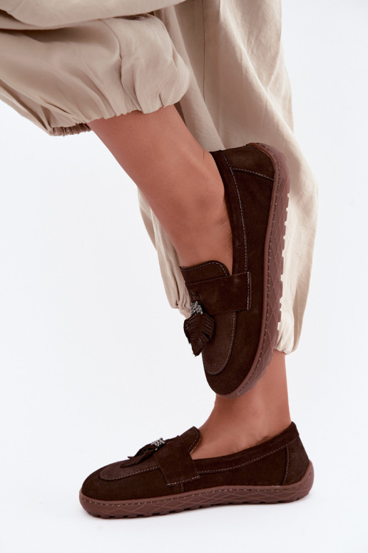 Kunstsuede mokasiinid Barefoot Zazoo 10220, šokolaad