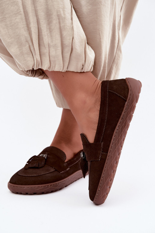 Kunstsuede mokasiinid Barefoot Zazoo 10220, šokolaad