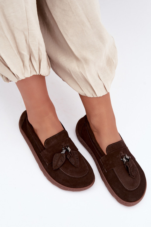 Kunstsuede mokasiinid Barefoot Zazoo 10220, šokolaad