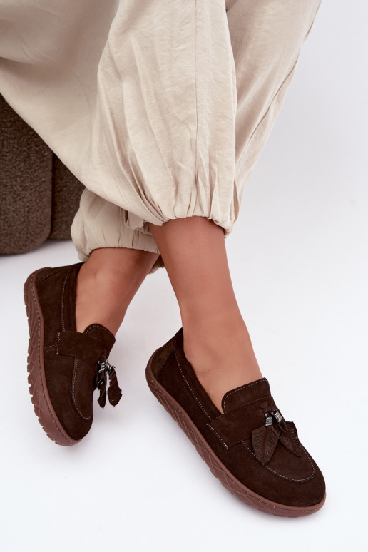 Kunstsuede mokasiinid Barefoot Zazoo 10220, šokolaad