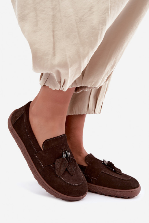 Kunstsuede mokasiinid Barefoot Zazoo 10220, šokolaad