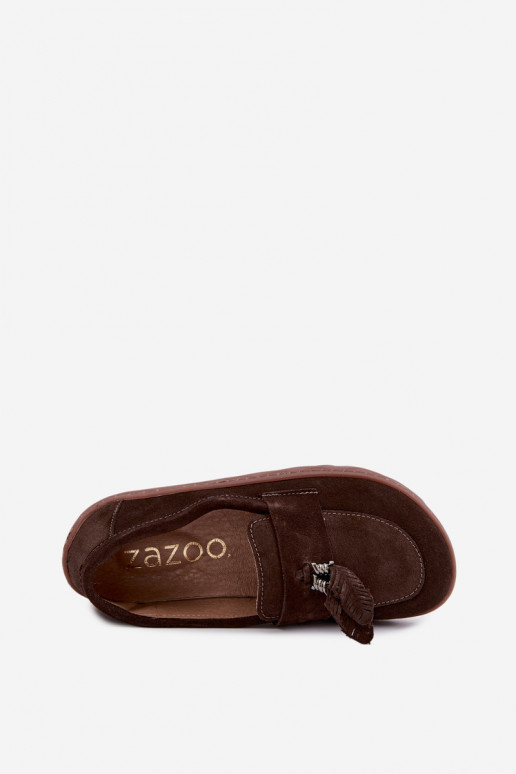 Kunstsuede mokasiinid Barefoot Zazoo 10220, šokolaad