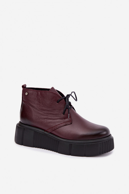 Isolatsiooniga nahast naiste kingad platvormiga Zazoo 60588, bordo