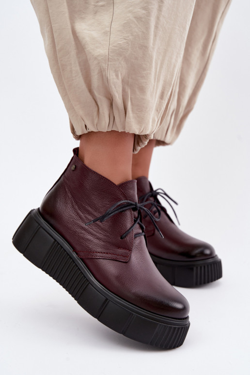 Isolatsiooniga nahast naiste kingad platvormiga Zazoo 60588, bordo