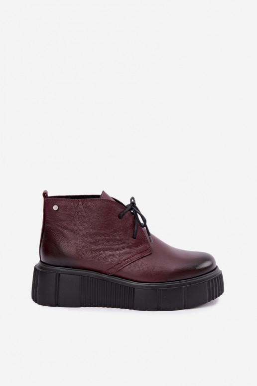 Isolatsiooniga nahast naiste kingad platvormiga Zazoo 60588, bordo