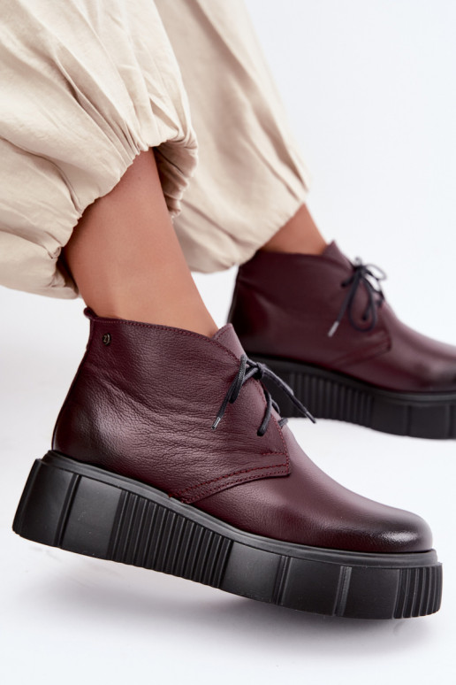 Isolatsiooniga nahast naiste kingad platvormiga Zazoo 60588, bordo
