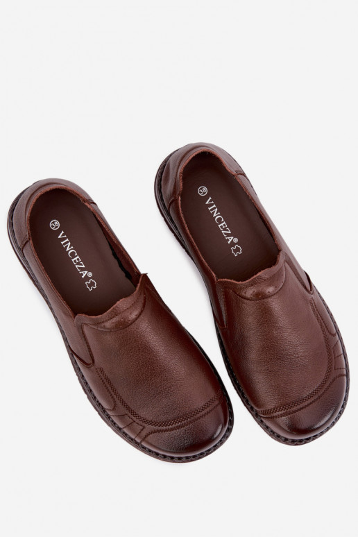 Slip-on naiste nahast jalanõud Vinceza 107241 pruuni värv