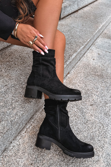 Soojad naiste ankle boots volangidega, must