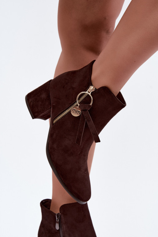 Soojad naiste ankle boots kontsadega, pruun Imara