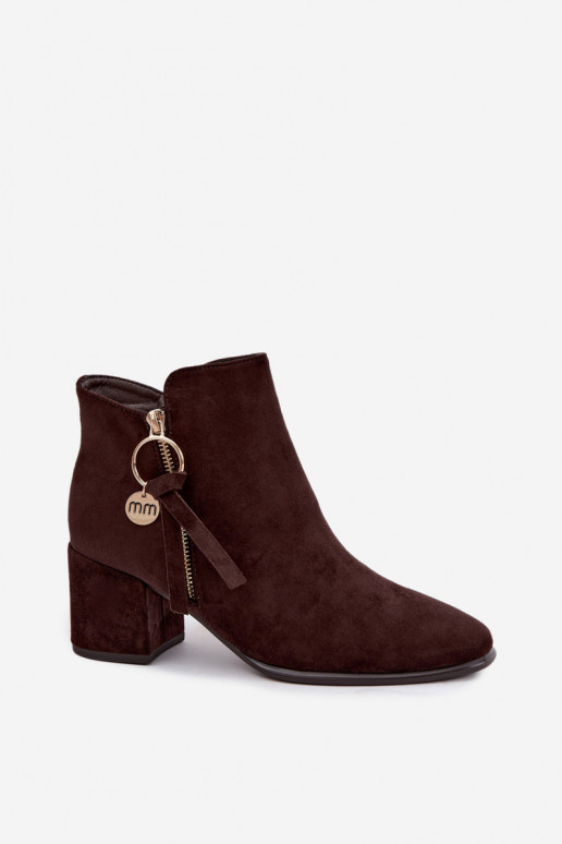 Soojad naiste ankle boots kontsadega, pruun Imara