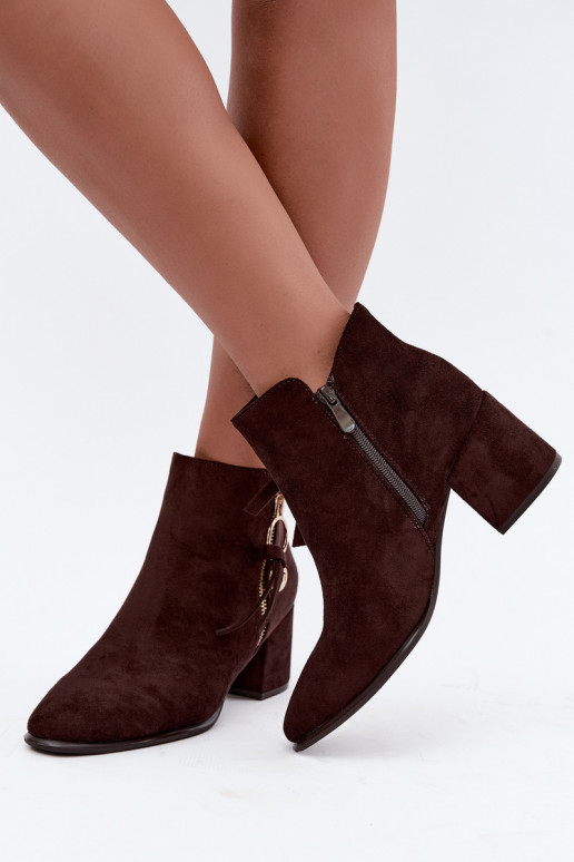 Soojad naiste ankle boots kontsadega, pruun Imara