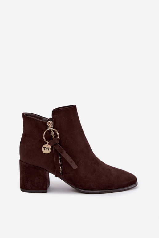 Soojad naiste ankle boots kontsadega, pruun Imara