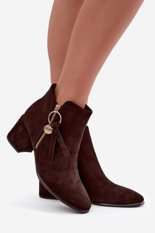 Soojad naiste ankle boots kontsadega, pruun Imara