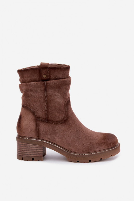 Soojad naiste ankle boots volangidega, pruun