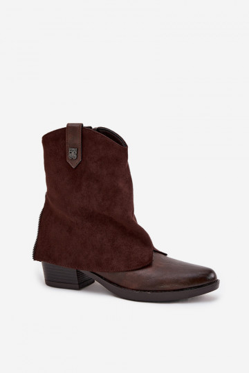 Soojad kauboistüüpi ankle boots konts šokolaadi pruunis värvuses Sylvette 2