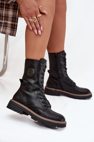 Soojad naiste ankle boots kaunistustega mustas värvuses Dorialine