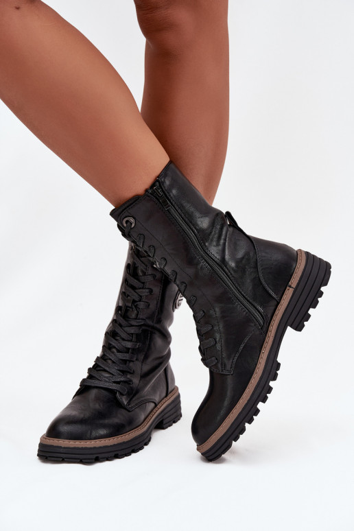Soojad naiste ankle boots kaunistustega mustas värvuses Dorialine