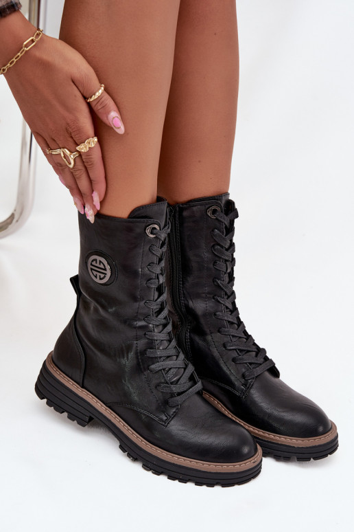 Soojad naiste ankle boots kaunistustega mustas värvuses Dorialine