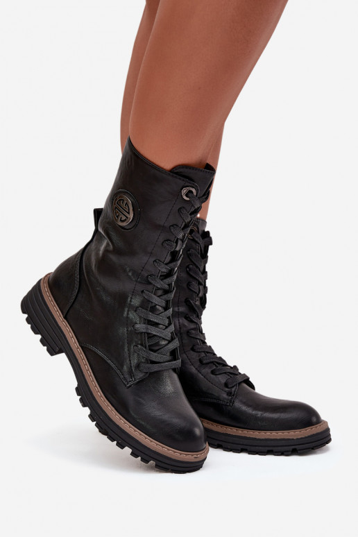 Soojad naiste ankle boots kaunistustega mustas värvuses Dorialine