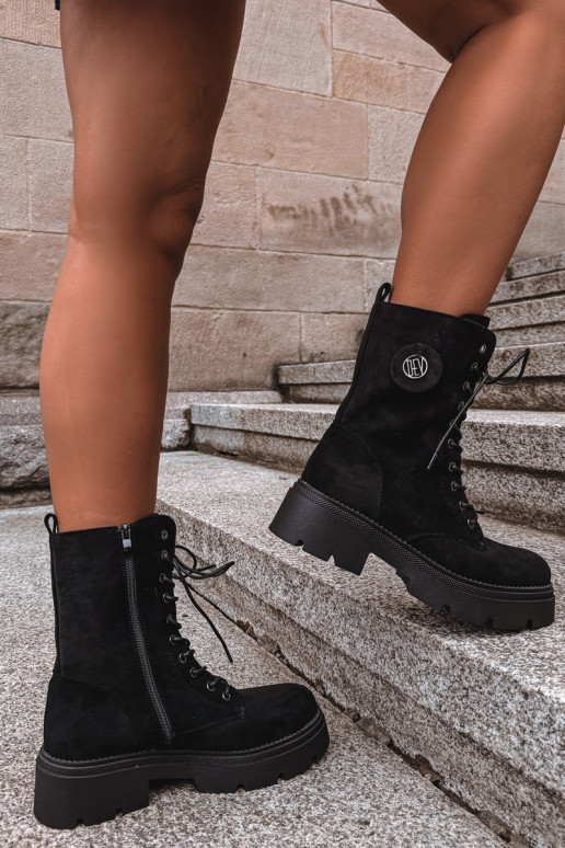Soojad mustad naiste ankle saapad kunstsuede Livela