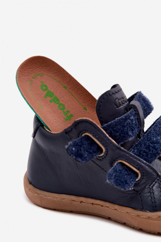 Tumedad sinised laste nahast jalanõud Barefoot Froddo G2130328