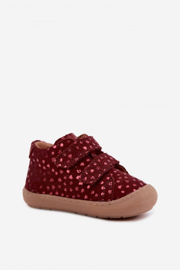 Burgundia laste kunstnahast jalanõud Barefoot südamega Froddo G2130328-66