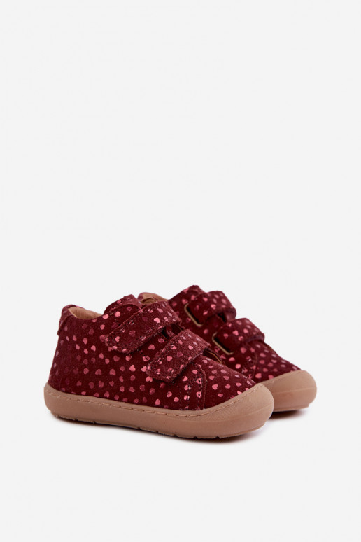 Burgundia laste kunstnahast jalanõud Barefoot südamega Froddo G2130328-66