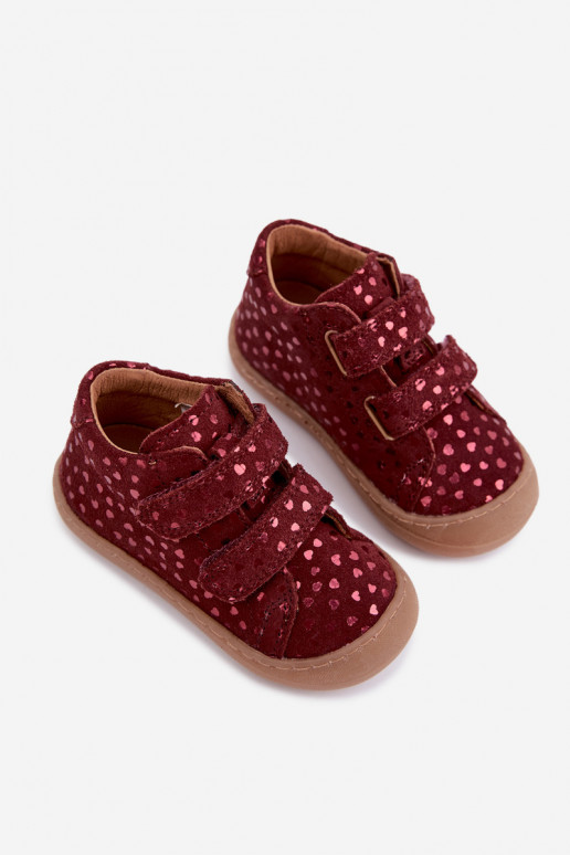 Burgundia laste kunstnahast jalanõud Barefoot südamega Froddo G2130328-66
