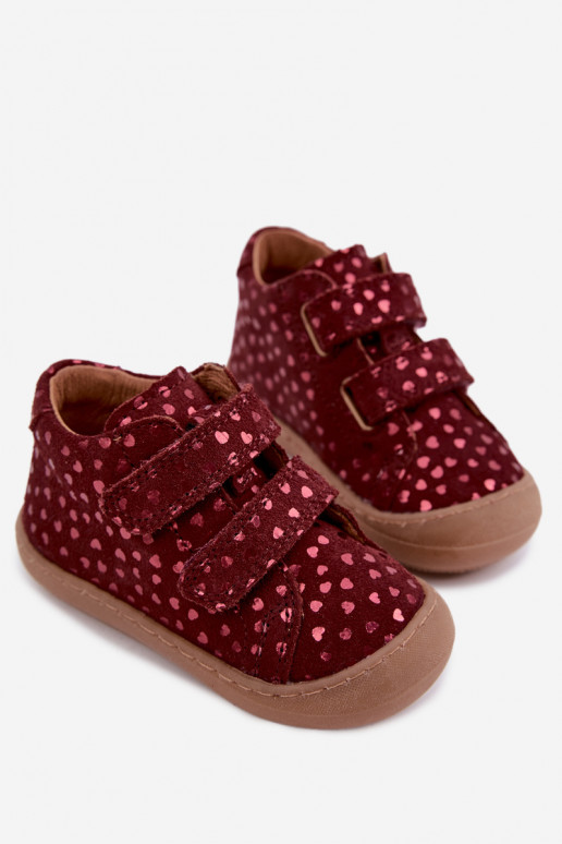 Burgundia laste kunstnahast jalanõud Barefoot südamega Froddo G2130328-66
