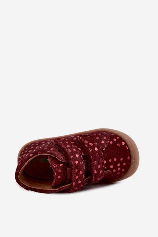Burgundia laste kunstnahast jalanõud Barefoot südamega Froddo G2130328-66