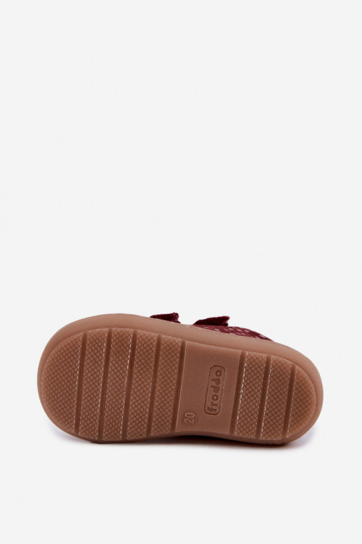 Burgundia laste kunstnahast jalanõud Barefoot südamega Froddo G2130328-66