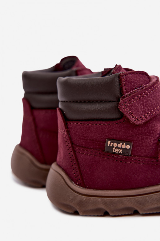 Burgundia laste nahast jalanõud Barefoot Froddo G2110150-9