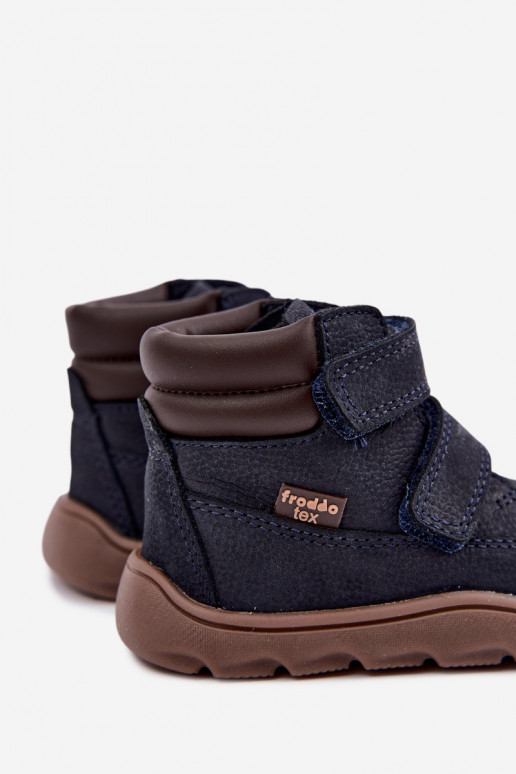 Tumedad sinised laste nahast jalanõud Barefoot Froddo G2110150