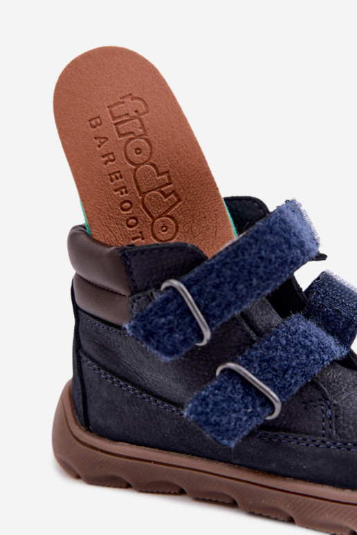 Tumedad sinised laste nahast jalanõud Barefoot Froddo G2110150